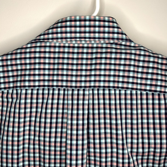 Roundtree Yorke Button Down Mens Large Plaid Pink Blue Gold Label Easter Spring - Picture 5 of 5